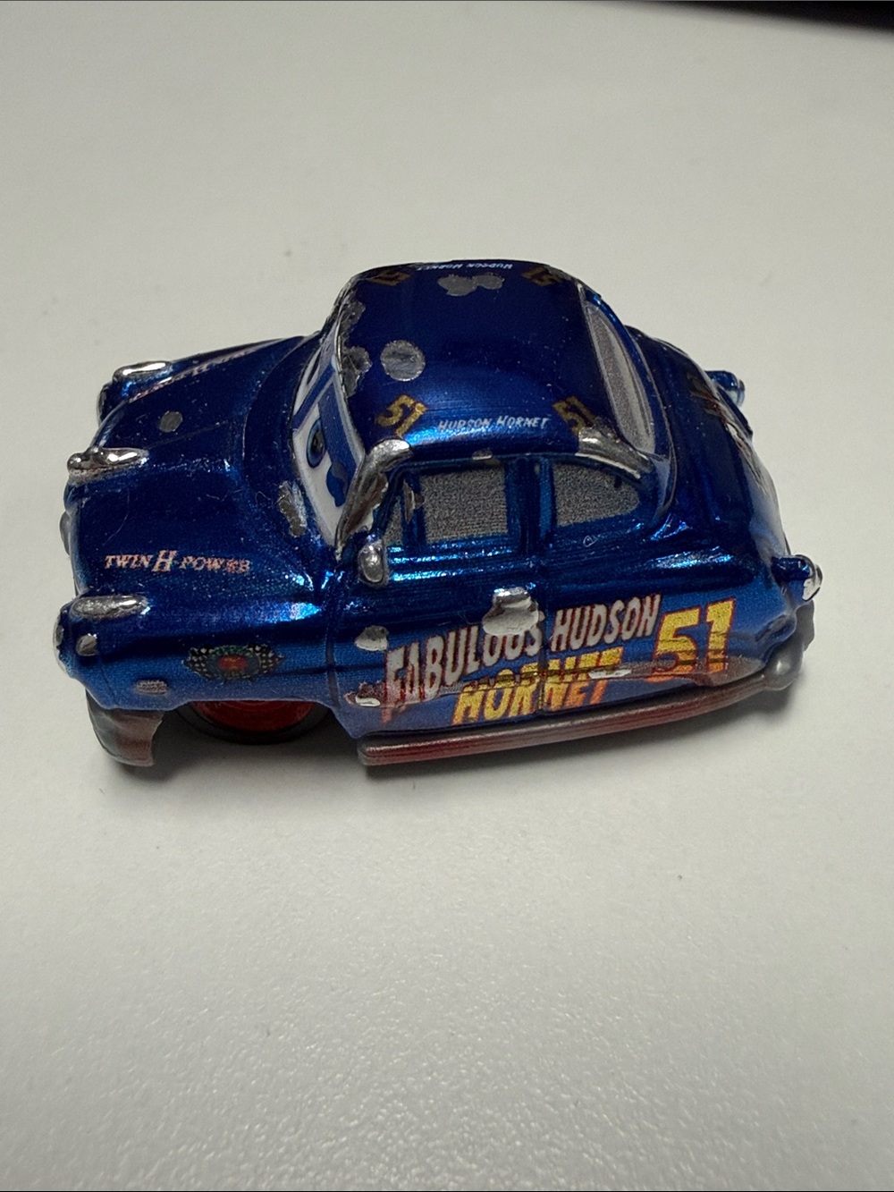 Disney cars mattel mini racer dirt track fabulous Hudson hornet metallic blue
